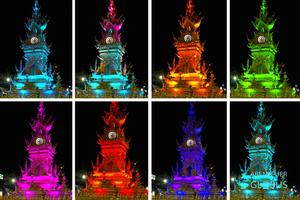 Lichtshow am berühmten Goldenen Uhrturm