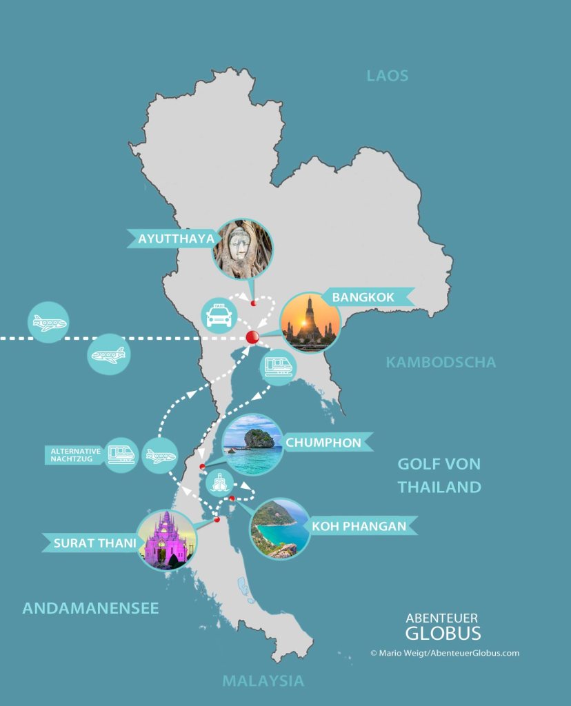 2 Wochen Thailand Reiseroute