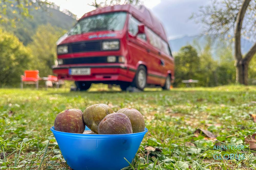 Unser Stellplatz im Camp Rajo in der Mrtvica-Schlucht