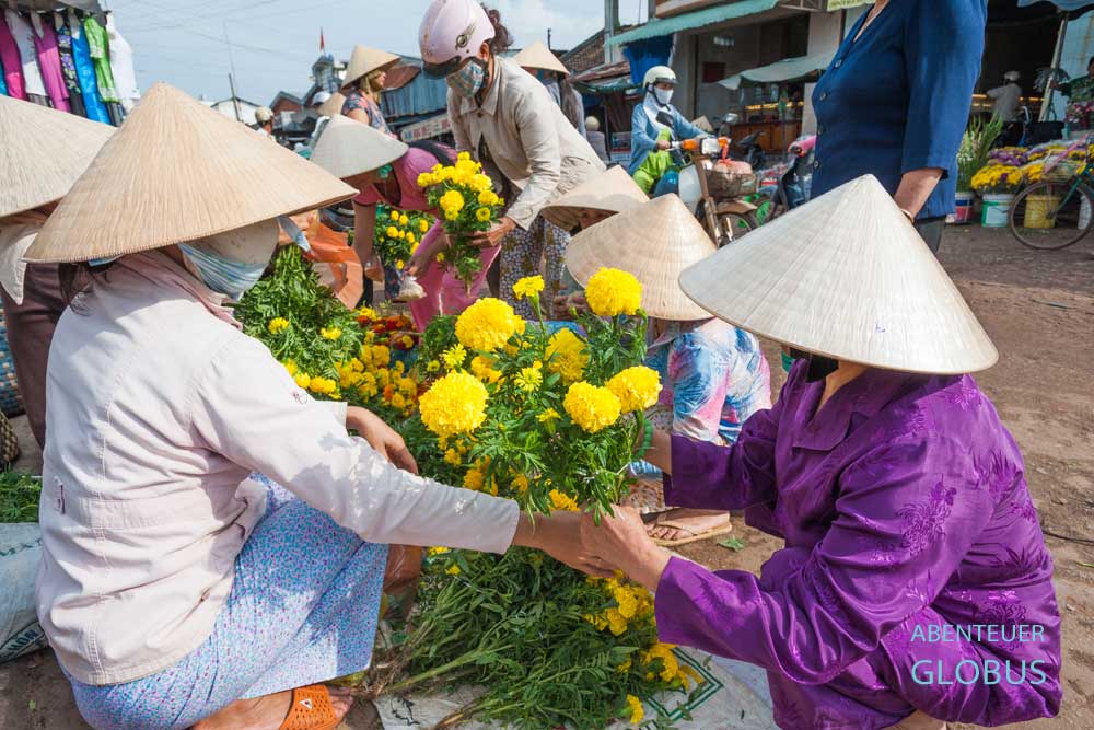 Blumenverkauf auf dem Markt Duong Dong Phu Quoc
