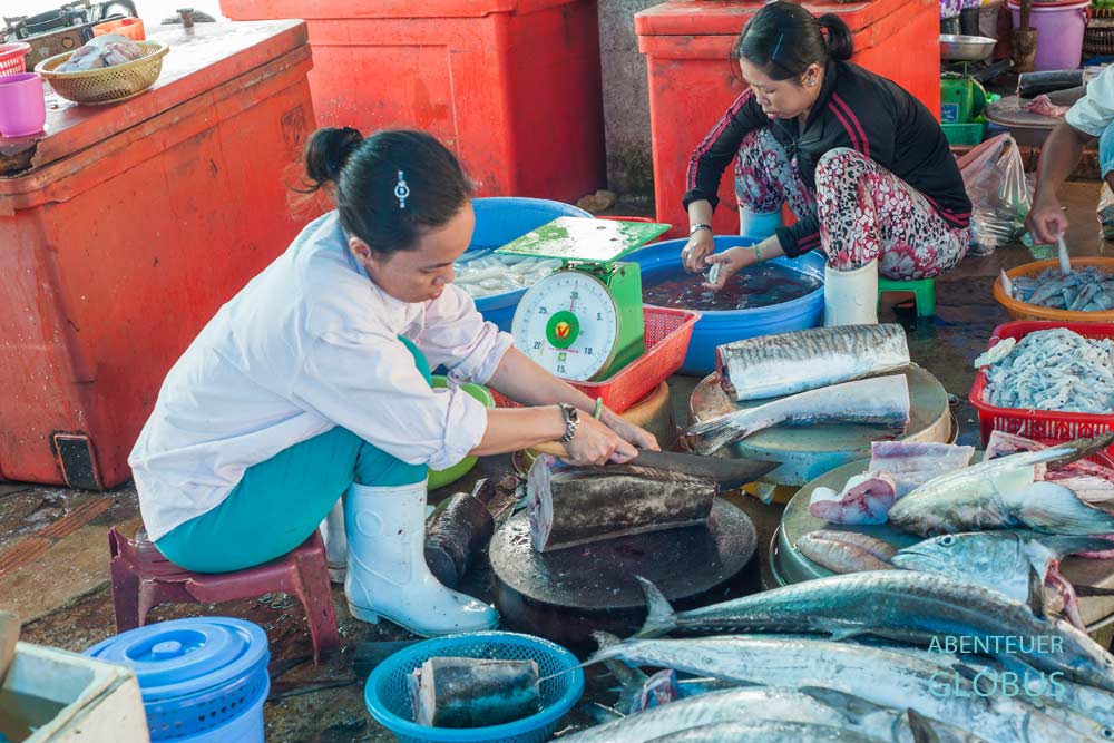 Fischverkauf auf dem Markt Cho Duong Dong Phu Quoc