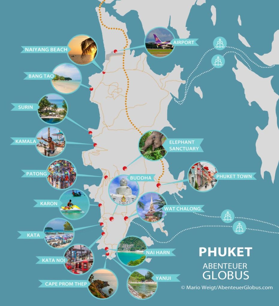 Phuket Karte: Strände und Sehenswürdigkeiten – Abenteuerglobus ...