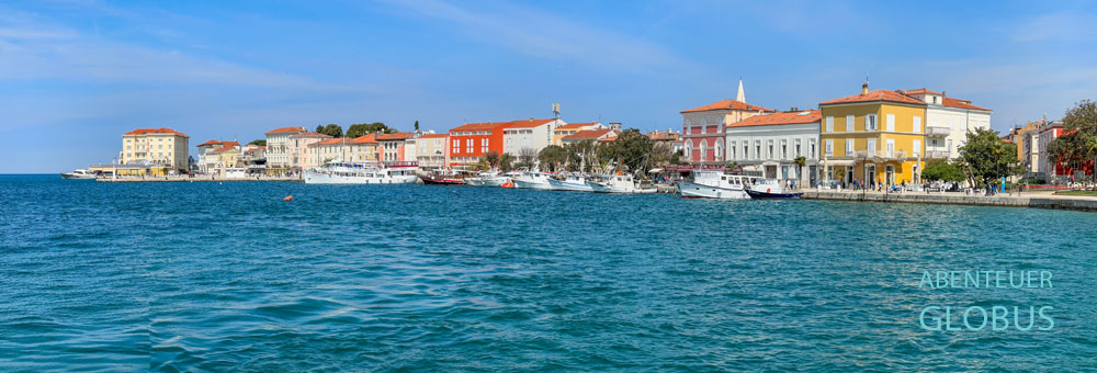 Istrien, Altstadt von Porec: Häuser an der Promenade am Hafen