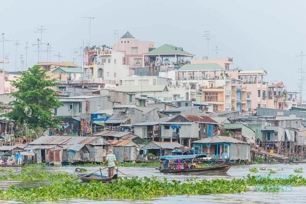 Chau Doc am Fluss Hau Giang im Mekong Delta