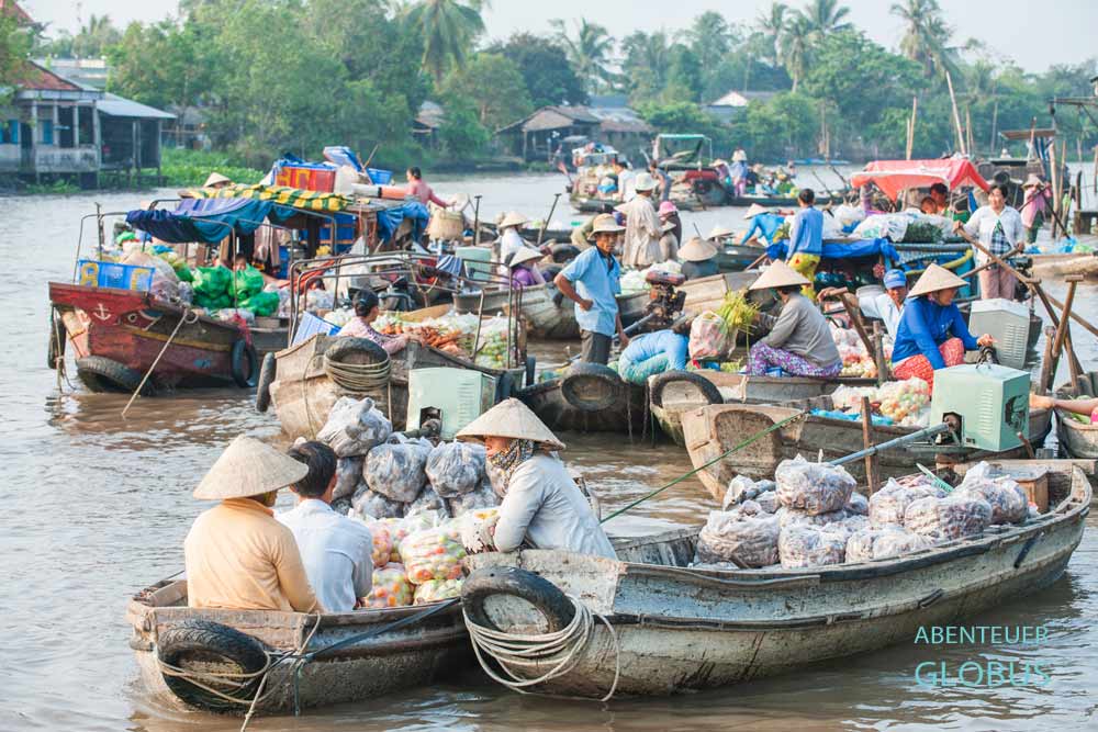 Bootsausflug von Can Tho zum schwimmenden Makrt Phong Dien auf dem Nhanh Song Can Tho Kanal