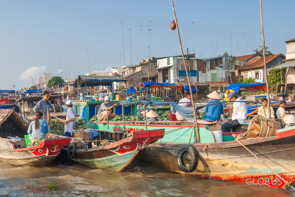 Ausflug von Can Tho: schwimmender Markt in Cai Rang im Mekong Delta