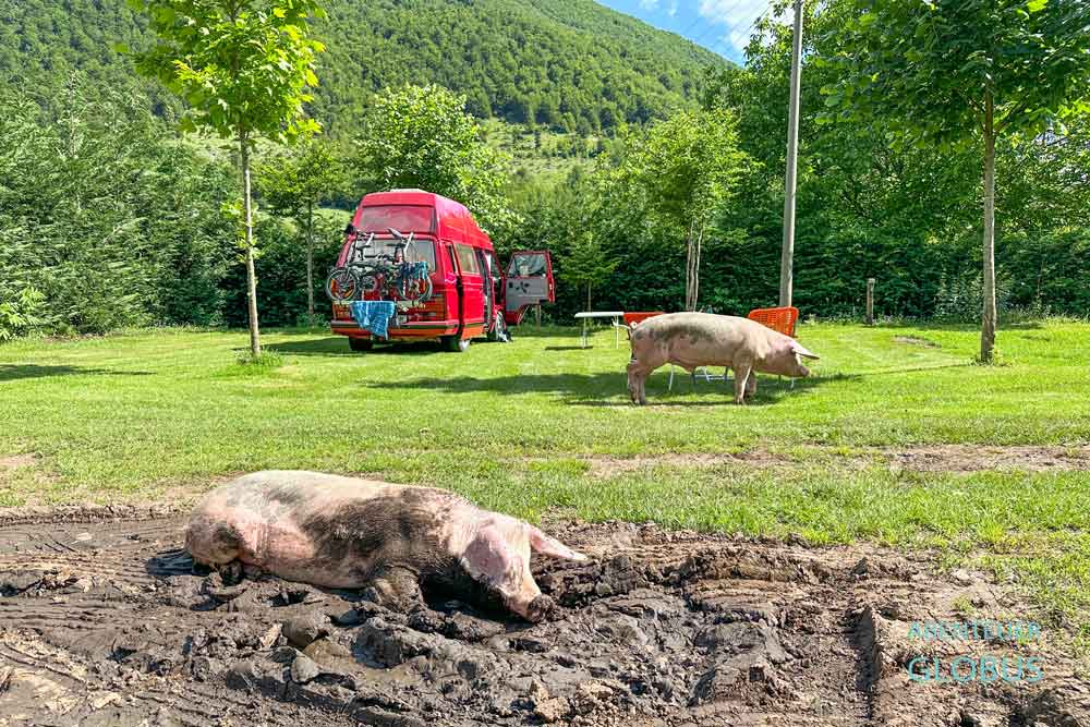 Anfahrt nach Theth: Zwischenstopp in Boga, Stellplatz im Boga Alpine Resort - Camping Albania