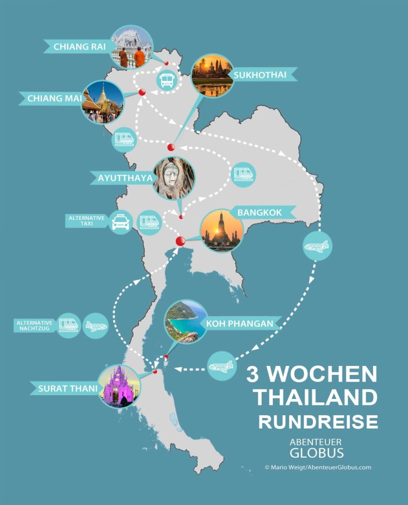 3 Wochen Thailand Rundreise: Beste Reiseroute [+ Karte ...