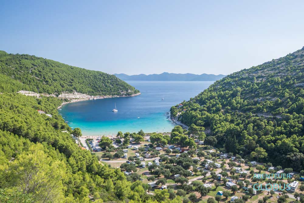Halbinsel Peljesac, Prapratno: Campingplatz Autocamp Prapratno mit Sandstrand
