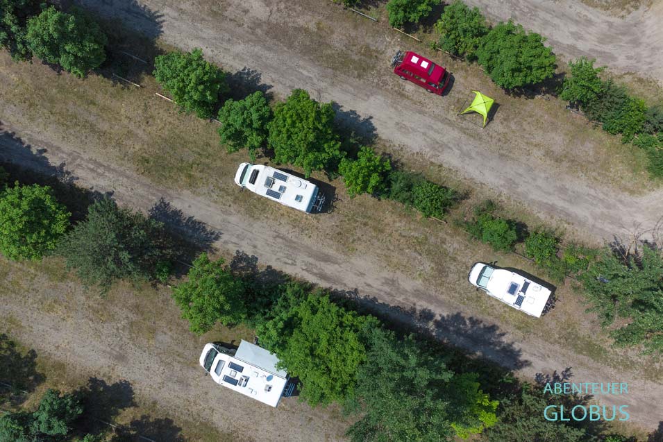 Parkplatz und Camping am Südsee Strand am Senftenberger See