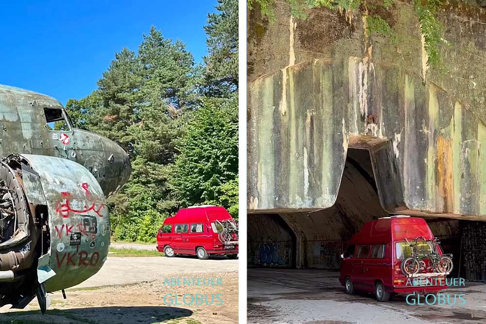 Ausflug zur Air Base Zeljava, ehemals größte Flugzeugkaverne Europas, nahe Nationalpark Plitvicer Seen