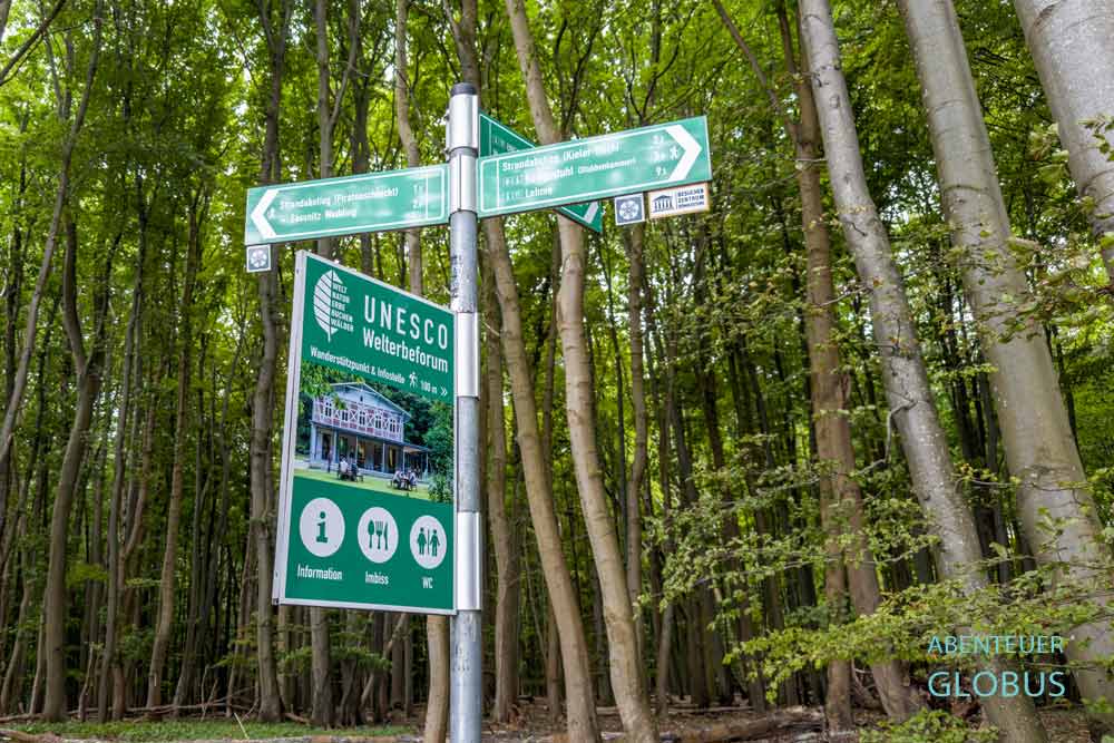 Nationalpark Jasmund, Rügen: Wegweiser am Hochuferweg