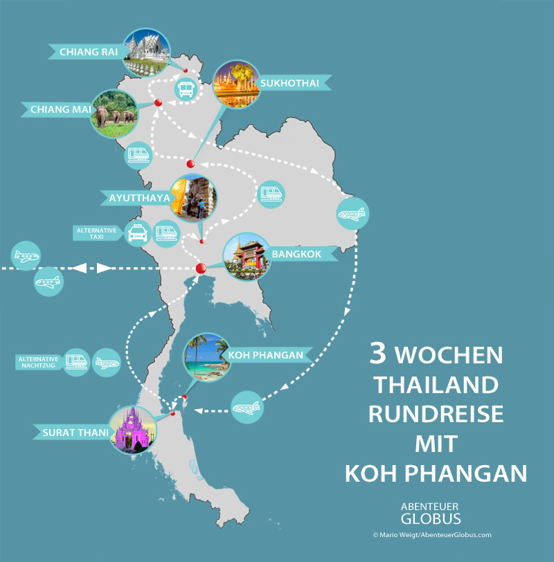 3 Wochen Thailand: Reiseroute von Bangkok nach Chiang Mai und Koh Samui