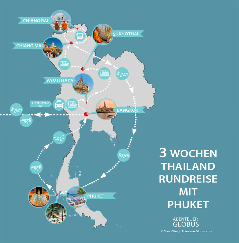 Reiserouten Thailand: 2, 3 und 4 Wochen im Detail [+ Karte ...