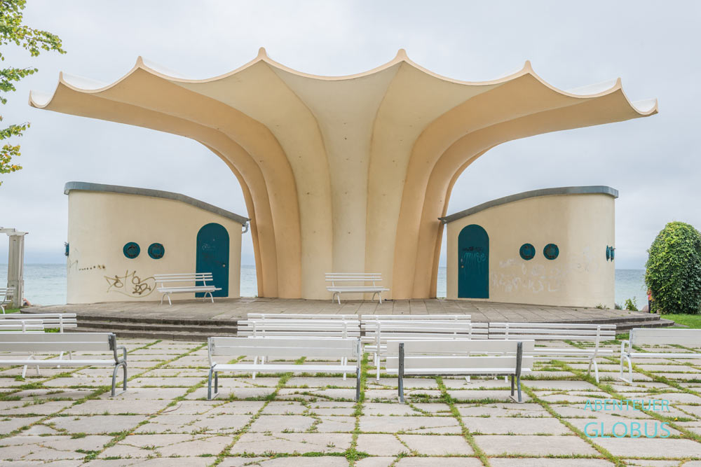 Sassnitz: Musikpavillon "Kurmuschel" vom Bauingenieur Ulrich Müther