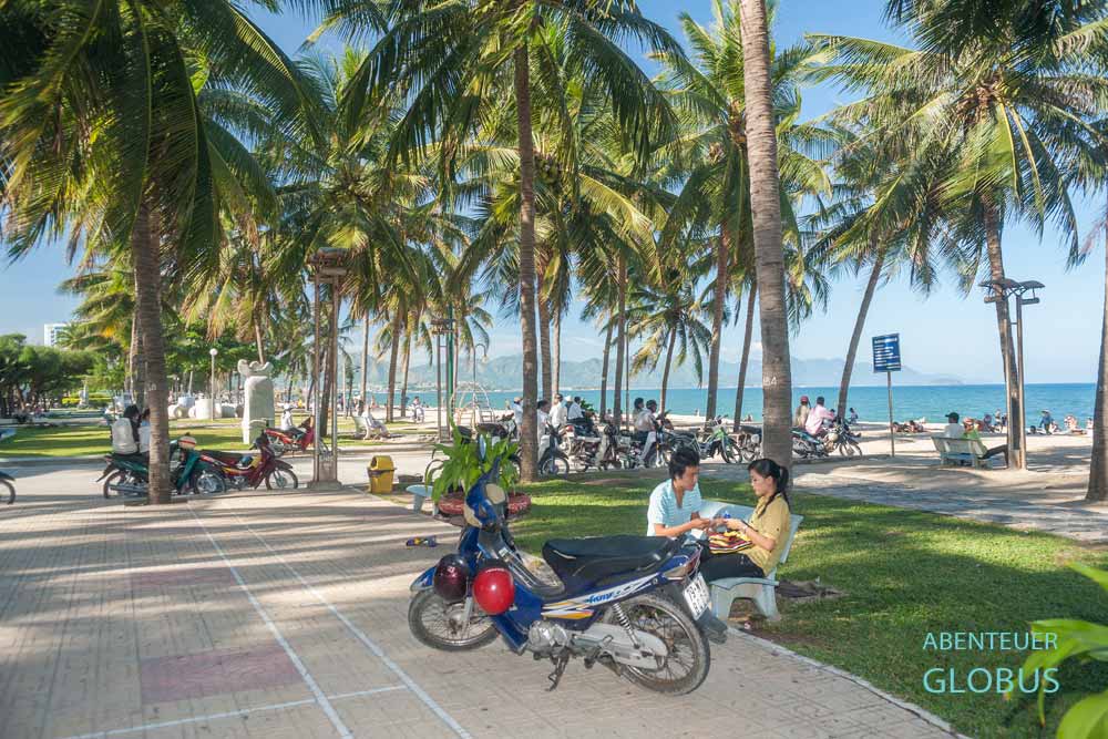 Nha Trang: Strandpromenade mit Palmen und Bänken