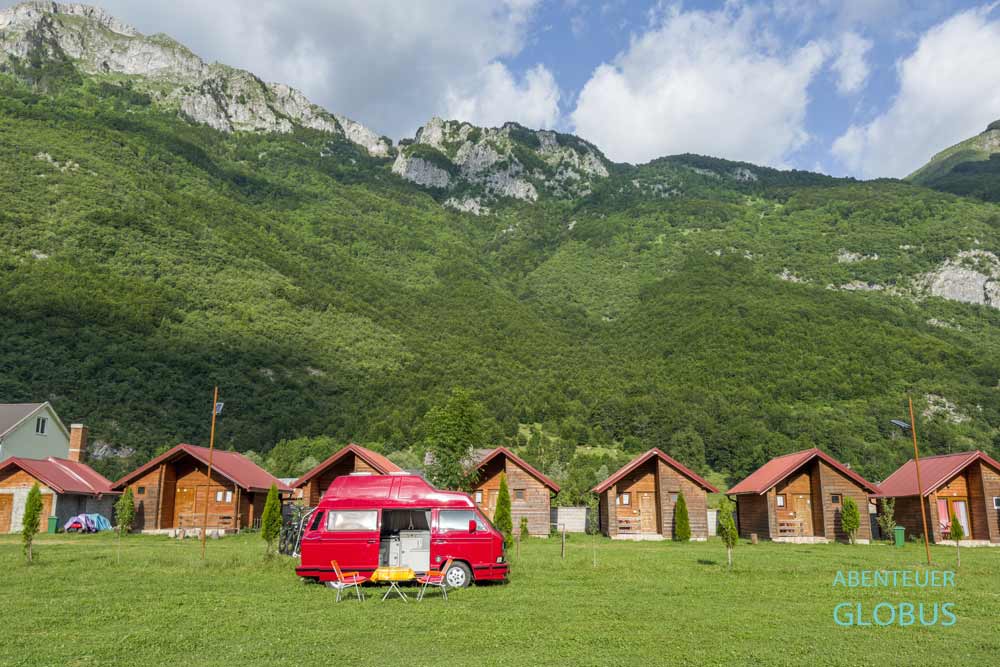 Campingplatz und Bungalows im Eko Katun Rosi in Vusanje im Nationalpark Prokletije