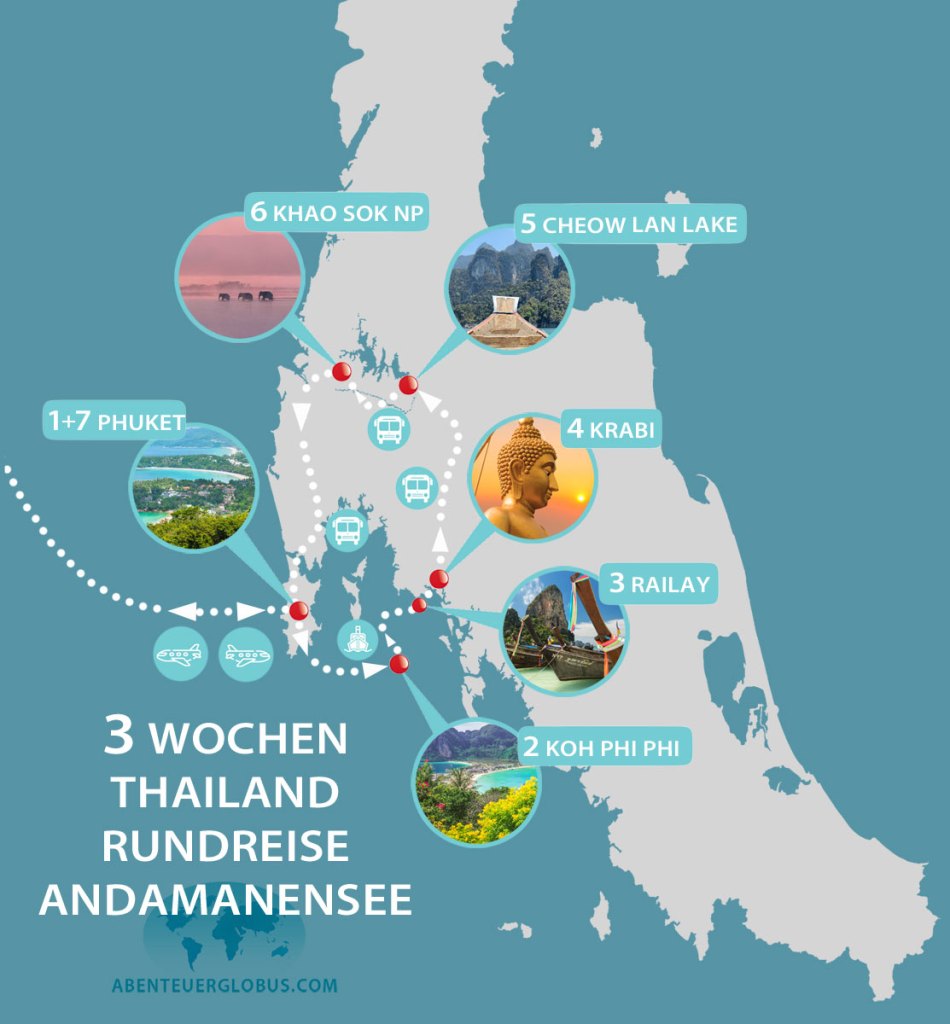 Reiserouten Thailand: 2, 3 und 4 Wochen im Detail [+ Karte ...