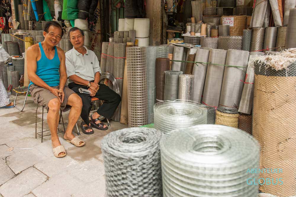 Altstadt von Hanoi: Geschäft mit Maschendrahtzäune und Metallwaren