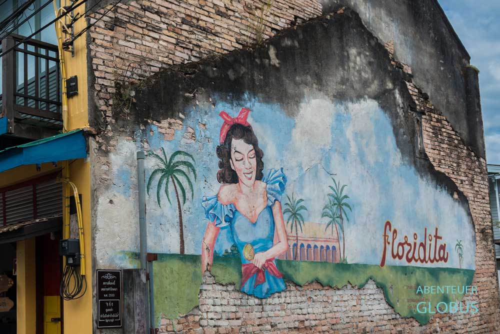 Altstadt von Chanthaburi: Graffiti an einer Hauswand