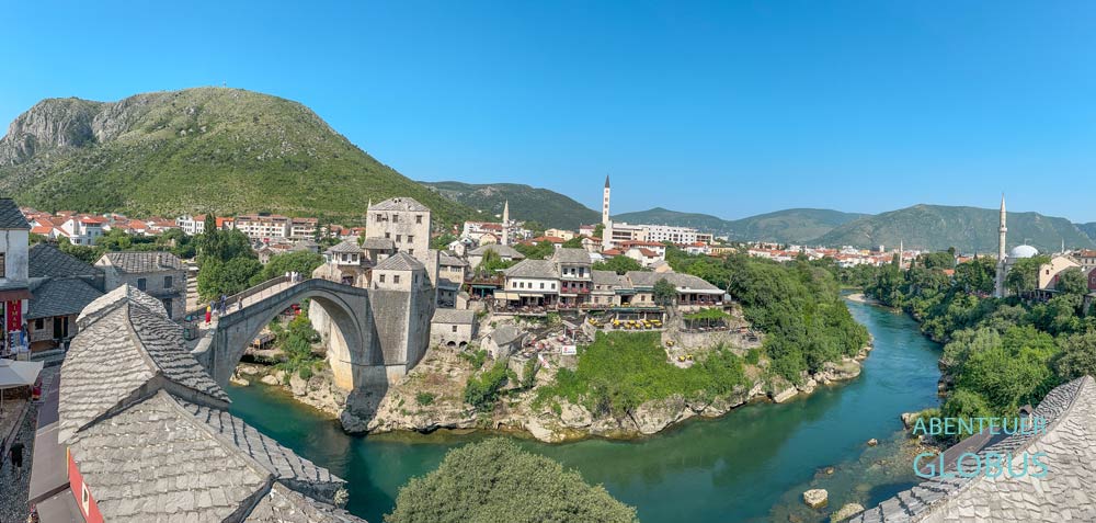 Alter Basar, Brücke Stari Most und Fluss Neretva in der Altstadt 