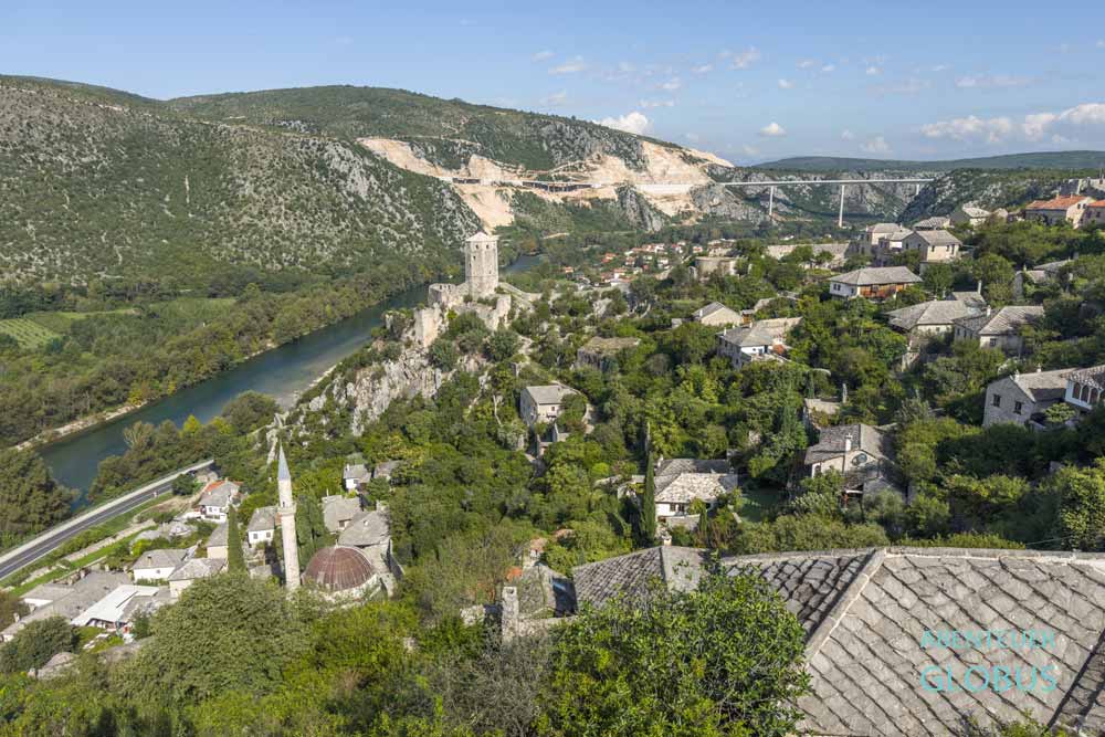 Mittelalterliches Dorf Pocitelj: Blick von der Pashas-Tabija-Bastion
