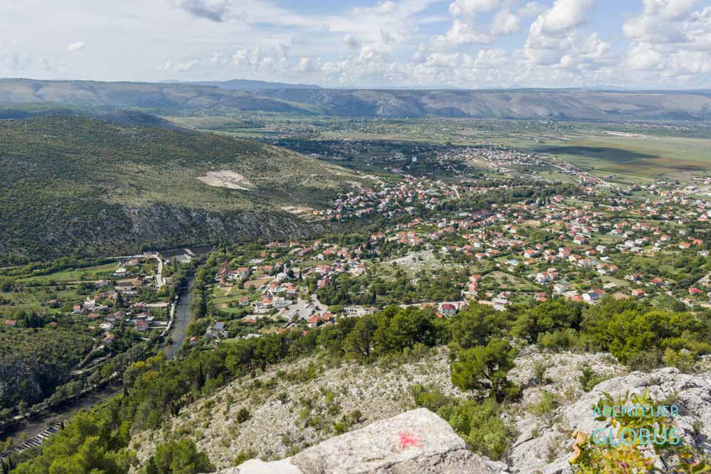 Aussicht auf Blagaj von der Burgruine Stjepan Grad in Blagaj bei Mostar