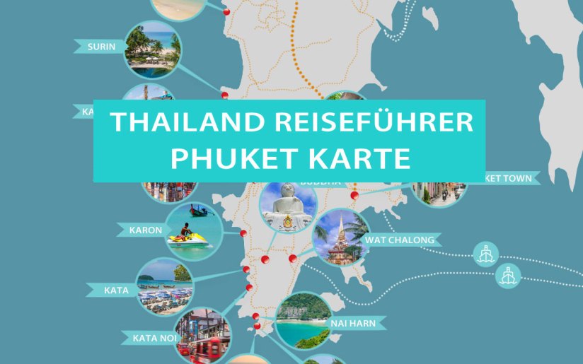Phuket Karte mit Sehenswürdigkeiten, Stränden und Orten